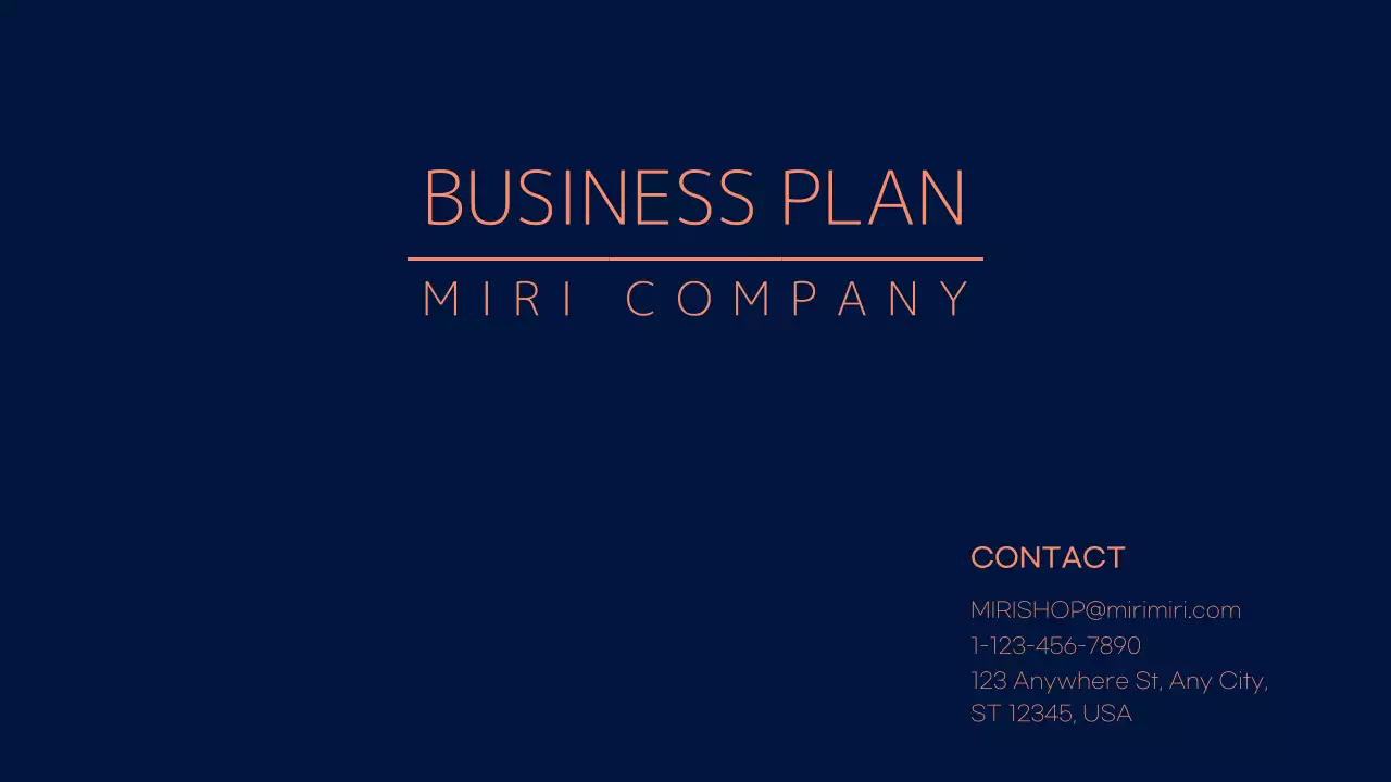 Navy Professional Business Plan Document Presentation