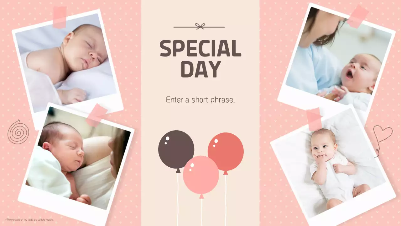 베이지색의 프레임 형식의 러블리한 돌잔치 오프닝 영상