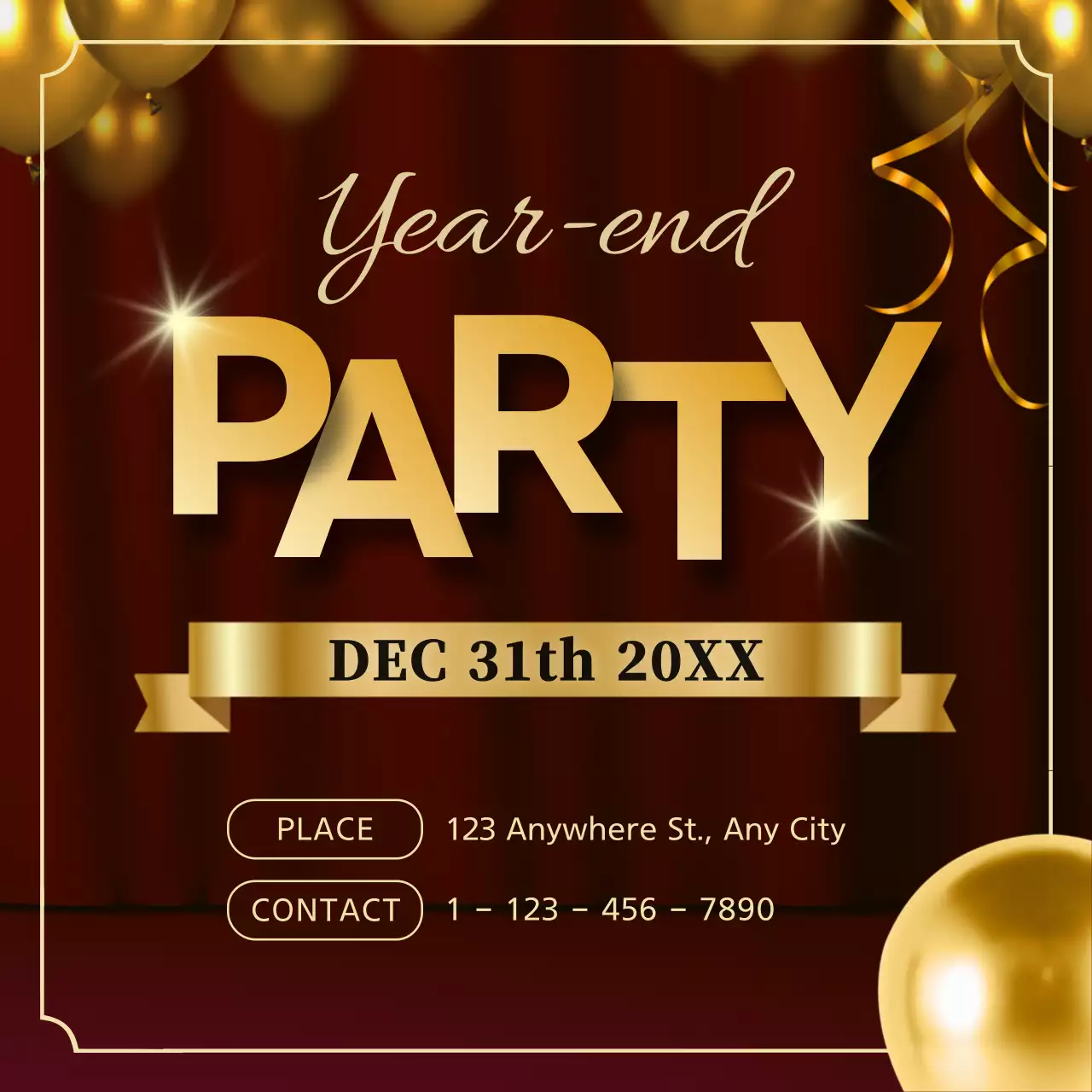 A sparkling holiday party in red and gold