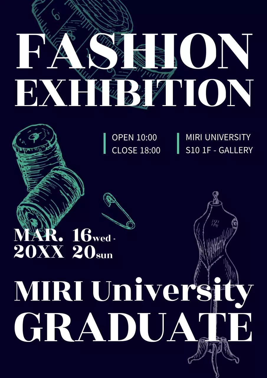 Navy Modern Fashion Exhibition Poster