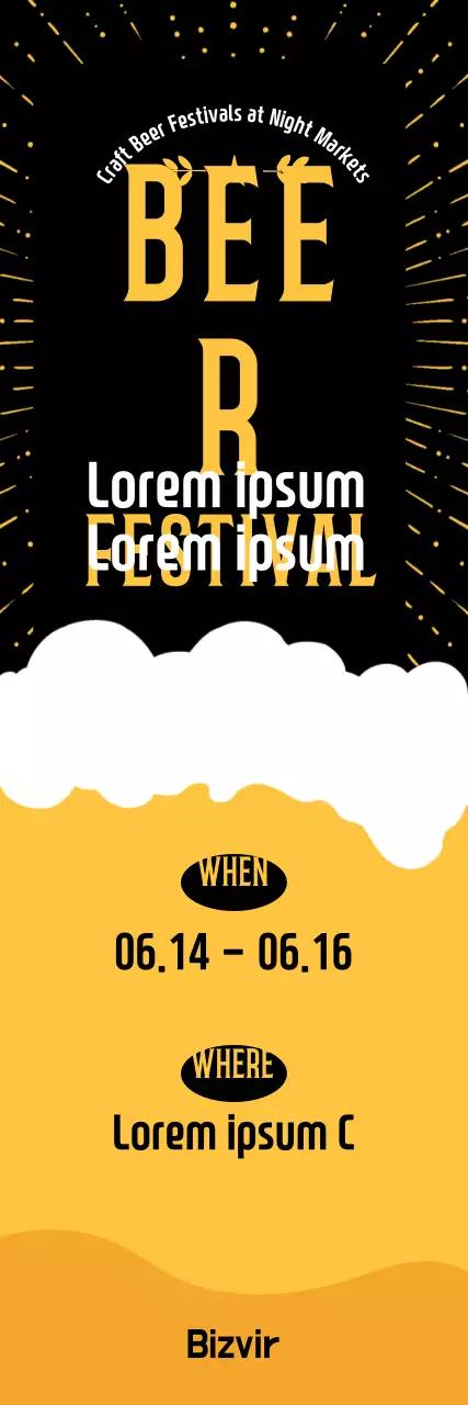 Banner de promoção de cerveja retrô amarela