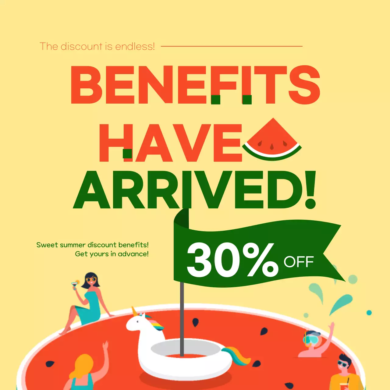 Summer deals with yellow and watermelon illustrations