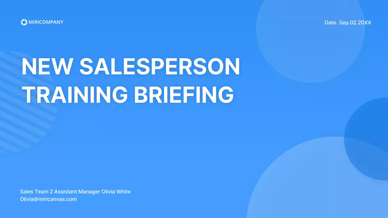 Salesperson training briefing with blue, three-dimensional shapes
