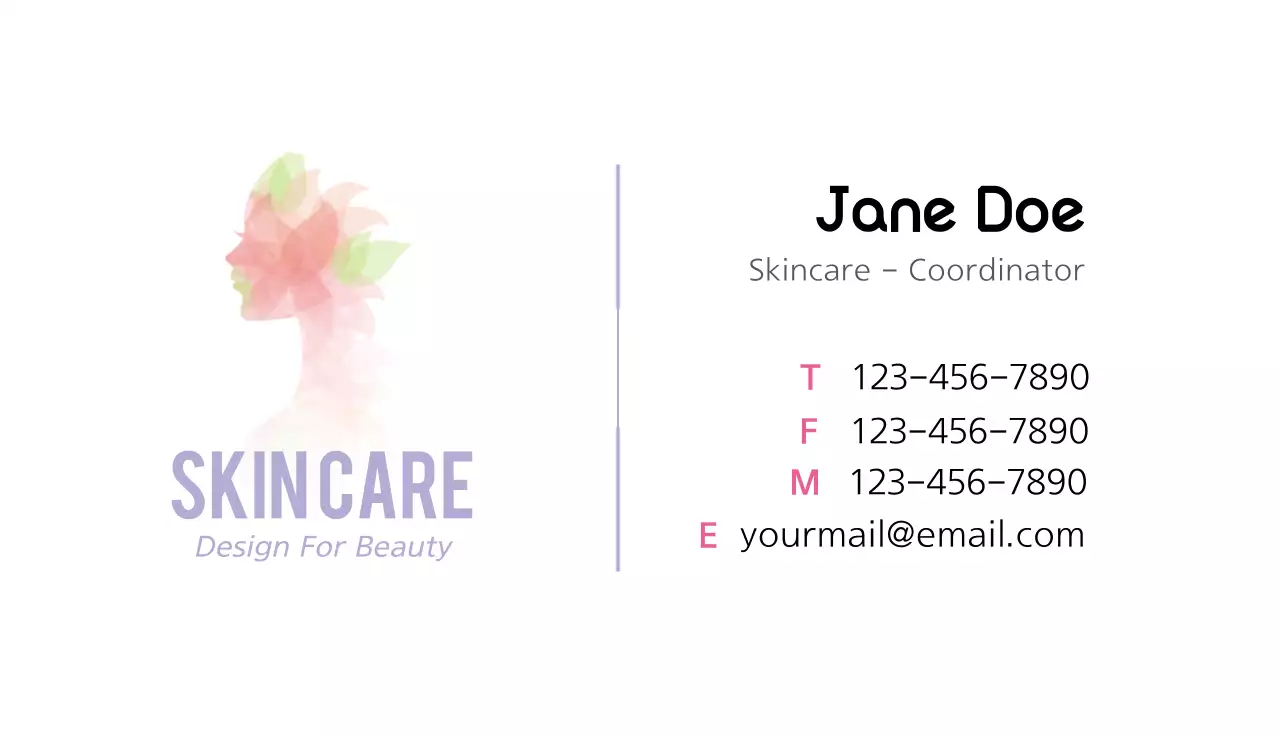 Pastel Elegant Skincare Business Card