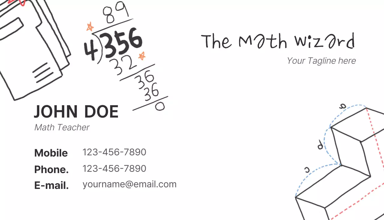 Black Minimal Math Business Card