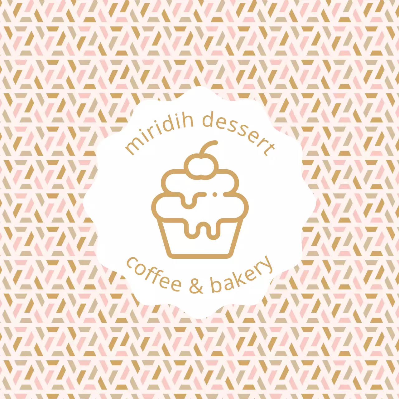 Promote a pink and beige illustrated dessert cafe