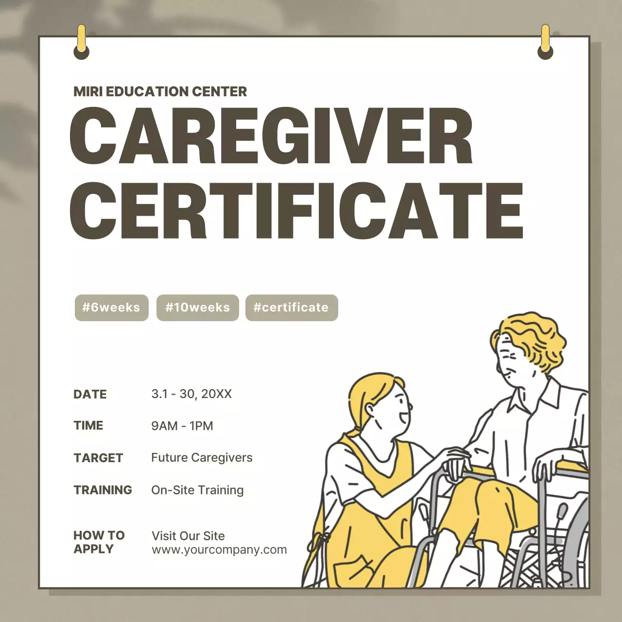 Beige Simple Caregiver Certificate Instagram Post