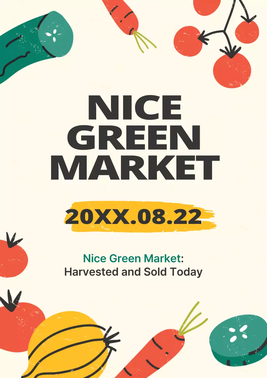 Beige Retro Market Announcement Poster