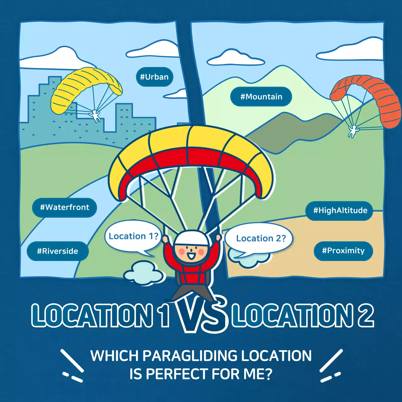 Navy illustrated paragliding cardNews coverInstagramSnapchat