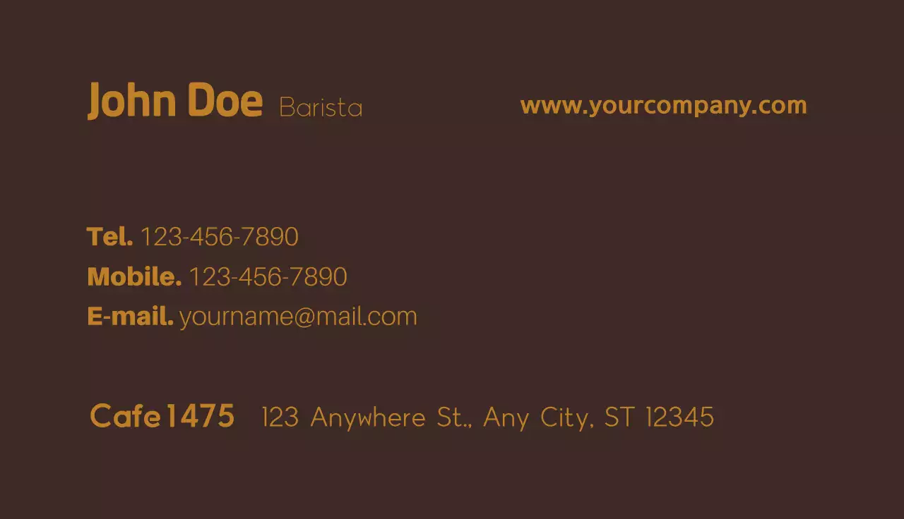 Gold Traditional Cafe Business Card