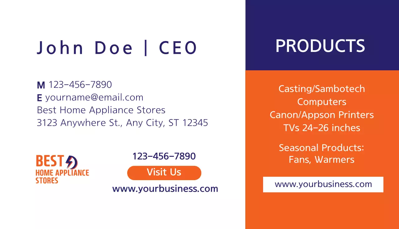 Orange Modern Home Advertisement Business Card