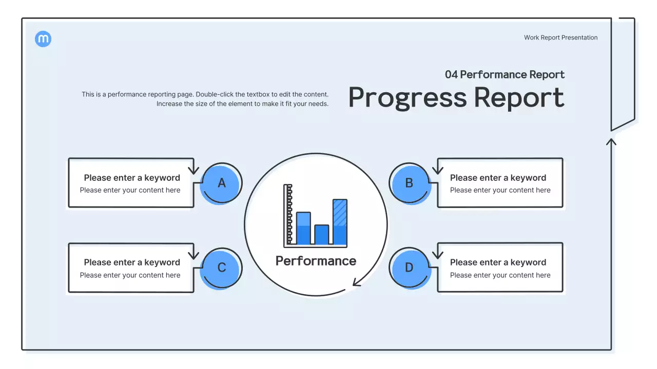 Point shapes with light blue arrows business presentation kit