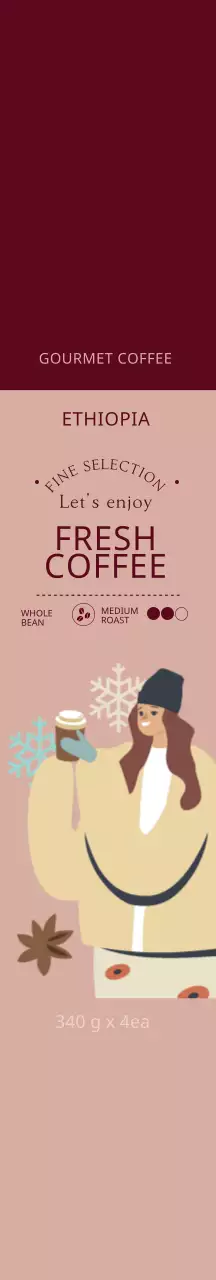 Biji kopi ilustrasi hangat berwarna merah muda