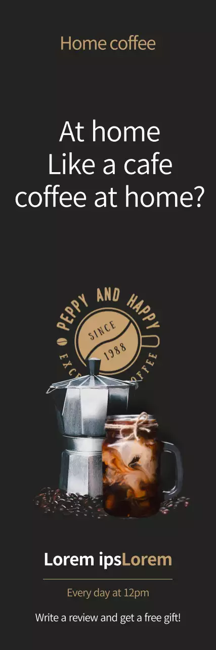 Banner promocional de café preto moderno