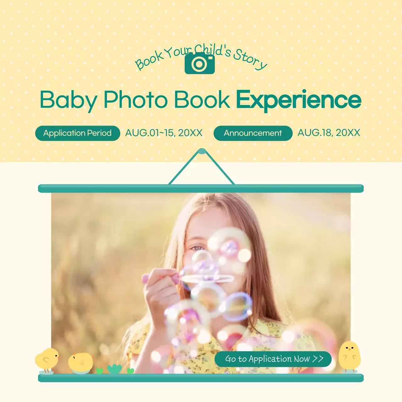 Yellow Simple Baby Promotion Social Media Post