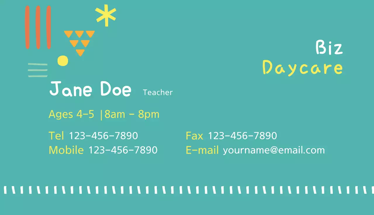 Teal Playful Daycare Promotion Business Card