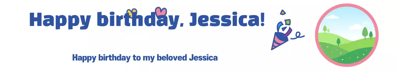 Banner de cartão de aniversário simples azul