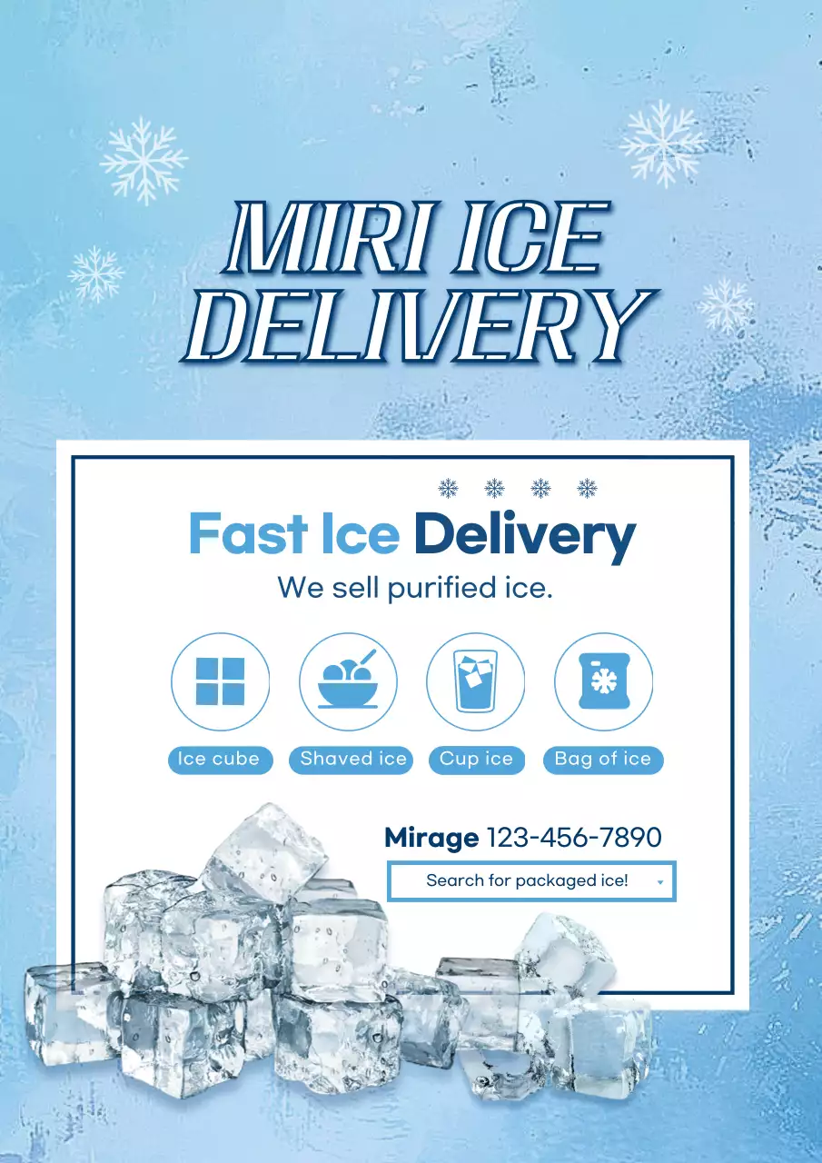 Blue Modern Ice Promotion Poster