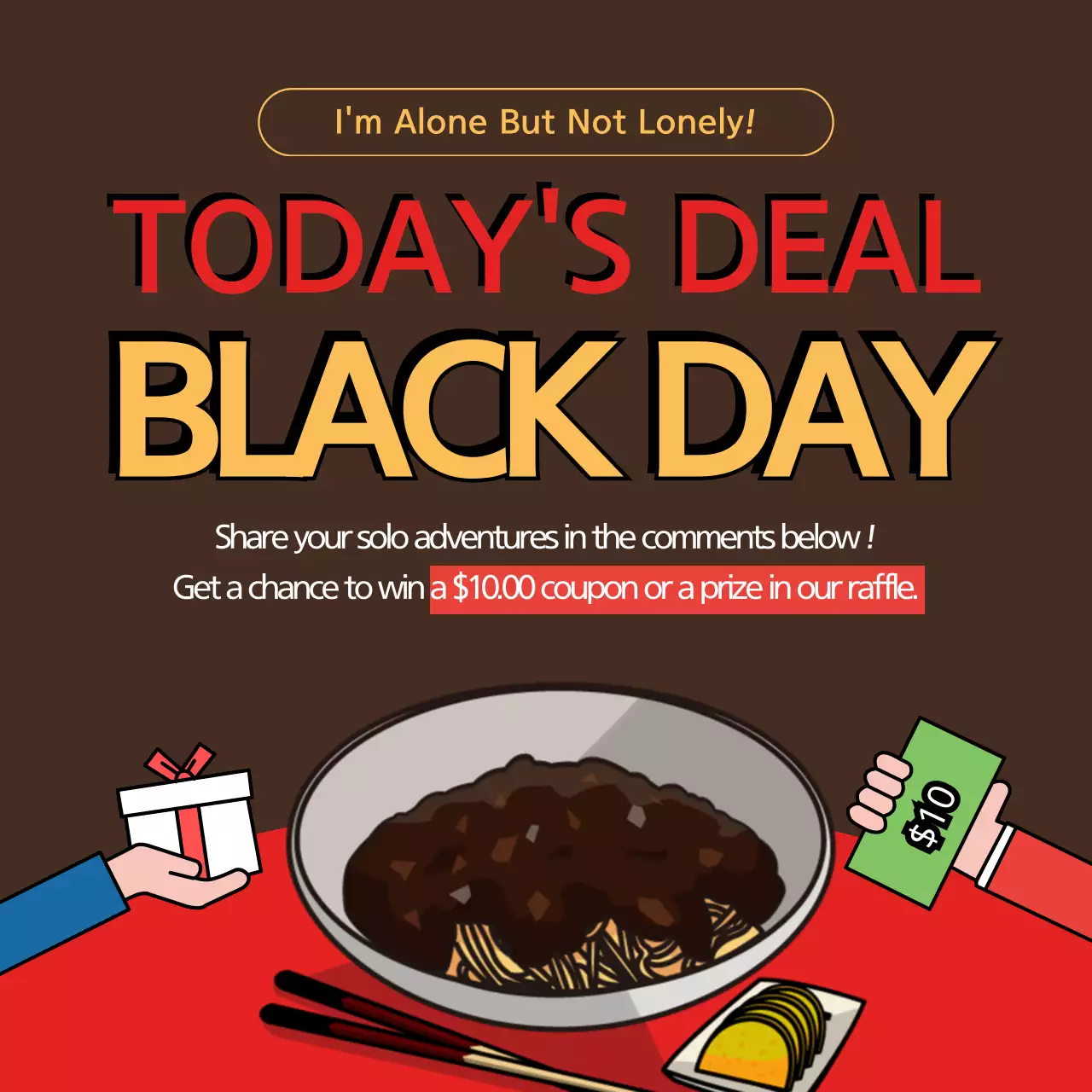 Black Trendy Food Promotion Instagram Post