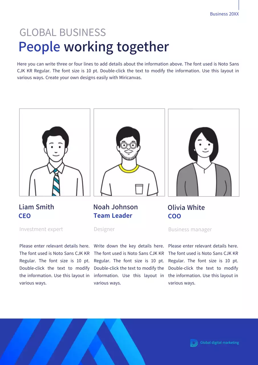 Blue Business Global About Us Theme (Vertical Corporate Documentation)