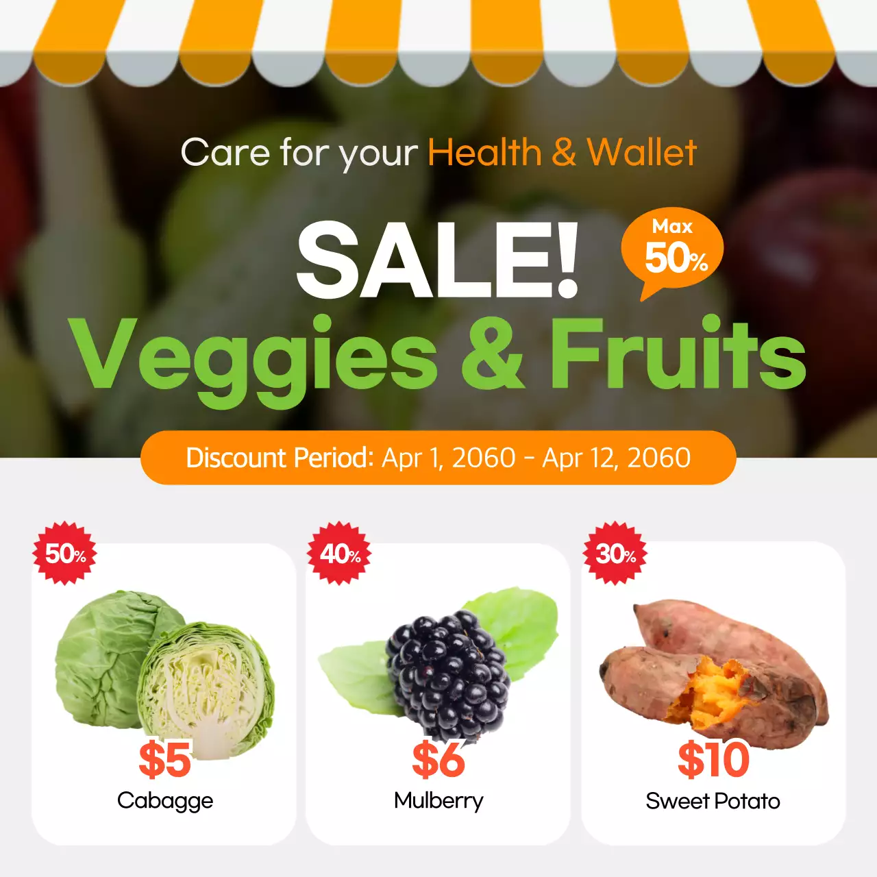Green Modern Produce Promotion Instagram Carousel