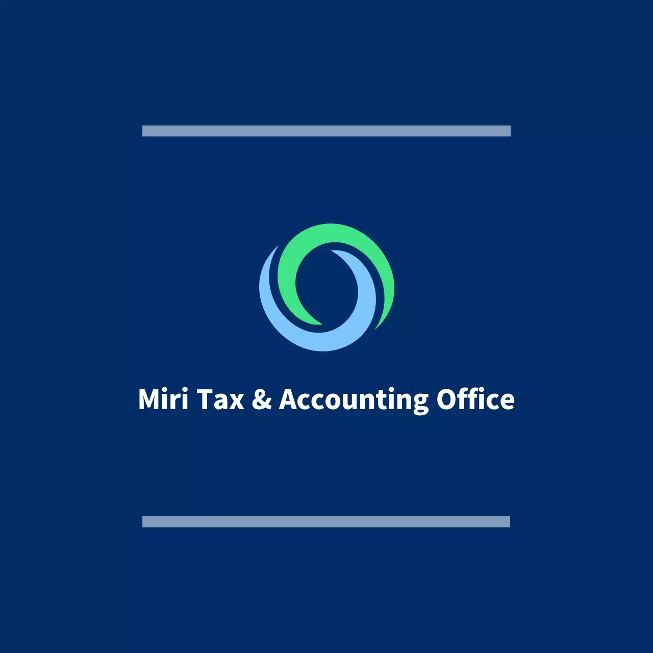 Balsa kantor publik berwarna biru tua dengan logo dan nama kantor pajak dan akuntansi