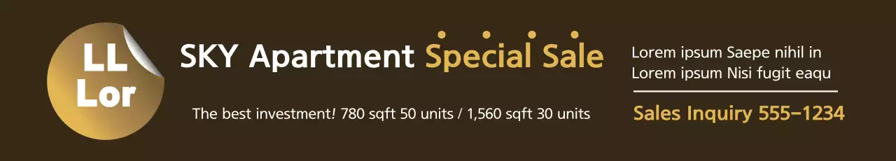 Banner de promoção de apartamento moderno marrom