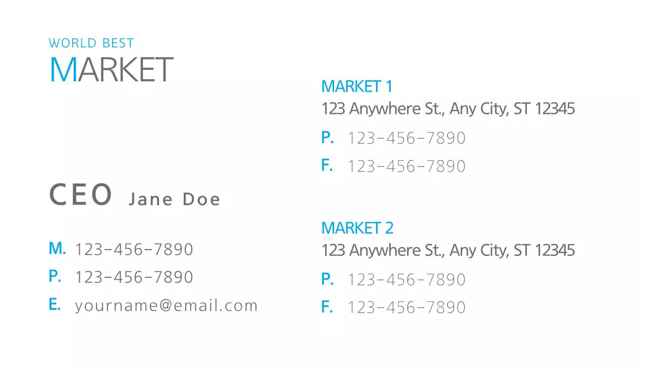 Blue Modern Market Promotion Business Card