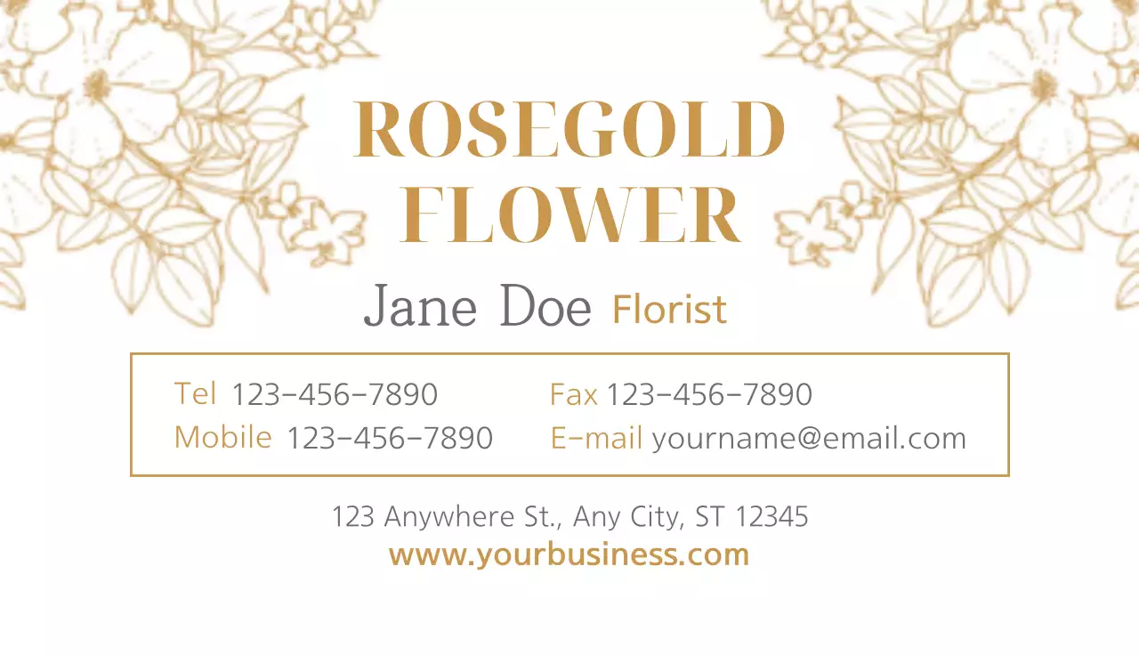 Gold Elegant Flower Business Card