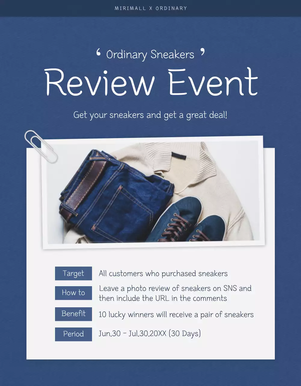 Navy Simple Sneakers Advertisement Poster