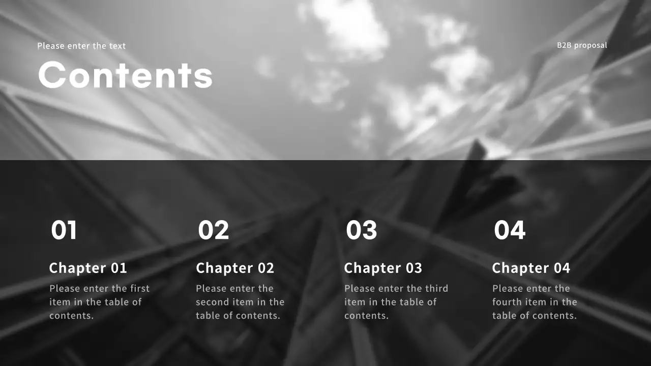 Corporate B2B proposal presentation in black and gray tones