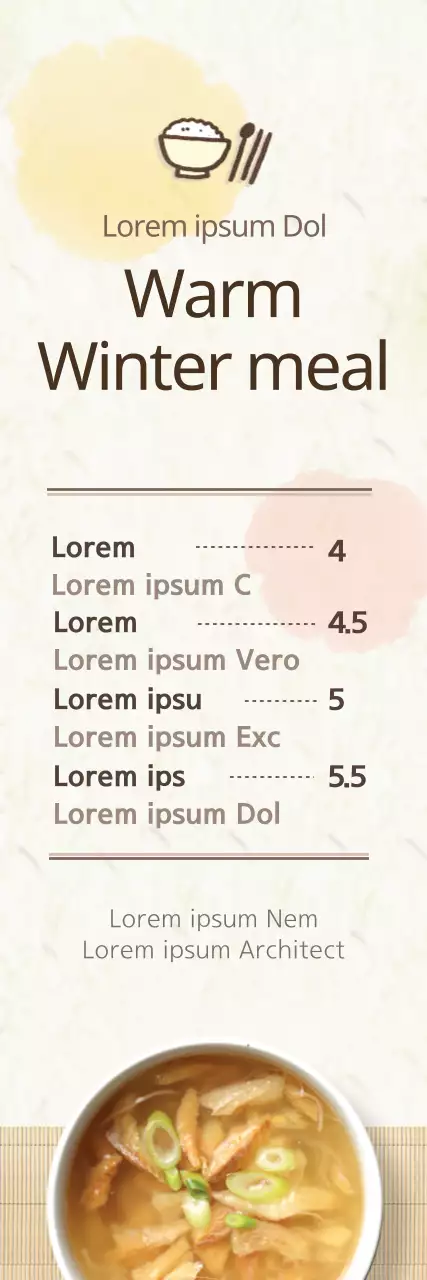 Banner de menu de inverno simples bege