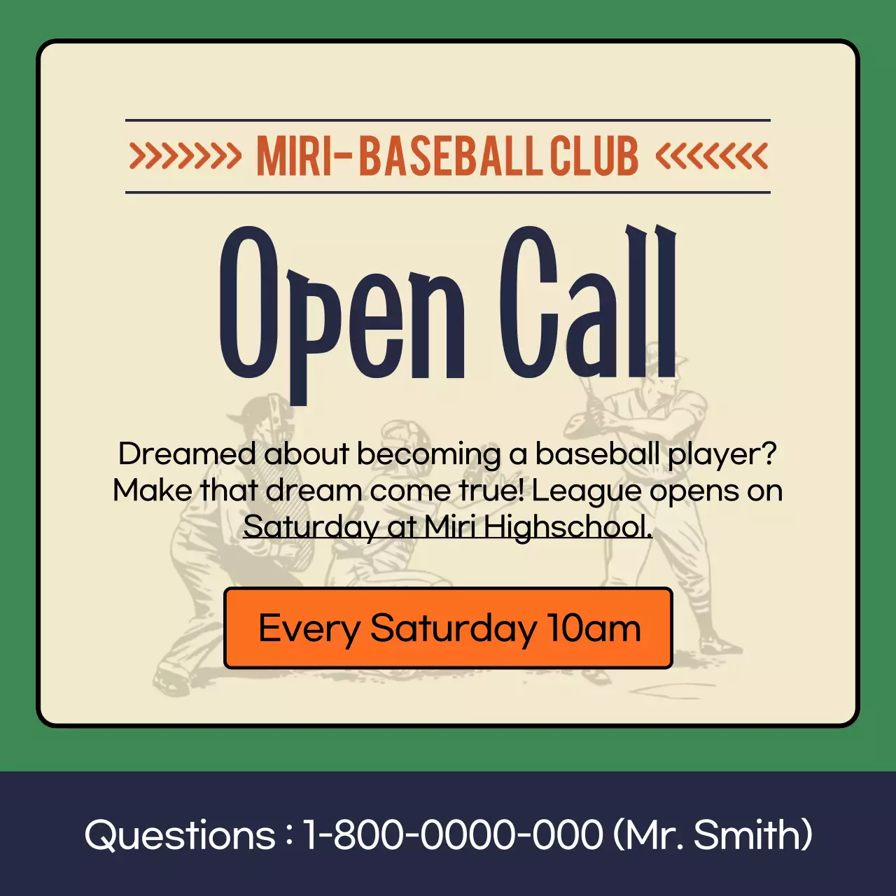 Baseball common sense manual in ivory and orange green