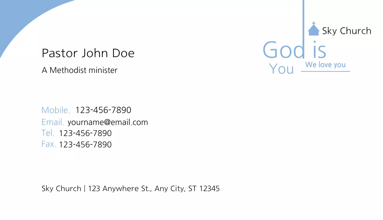 Blue Simple Church Business Card
