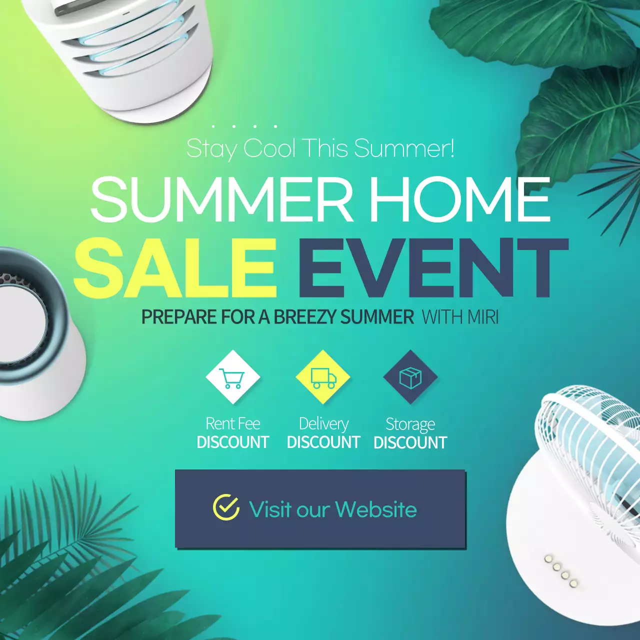 Teal Modern Summer Promotion Instagram Post