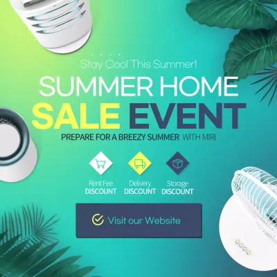 Teal Modern Summer Promotion Instagram Post