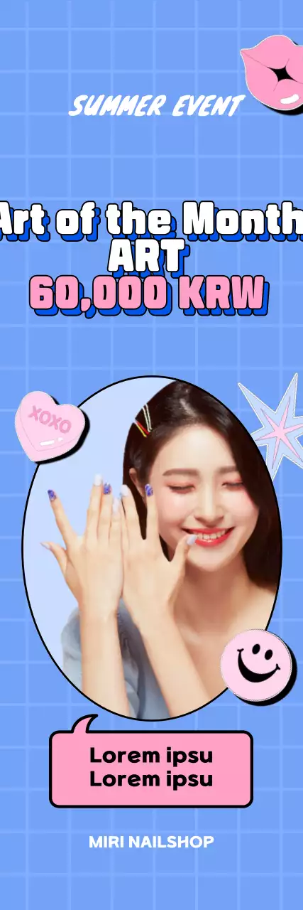 Ofertas de unhas kitsch em formato de moldura azul claro e cor-de-rosa