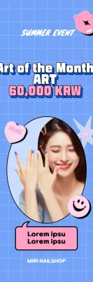 Ofertas de unhas kitsch em formato de moldura azul claro e cor-de-rosa