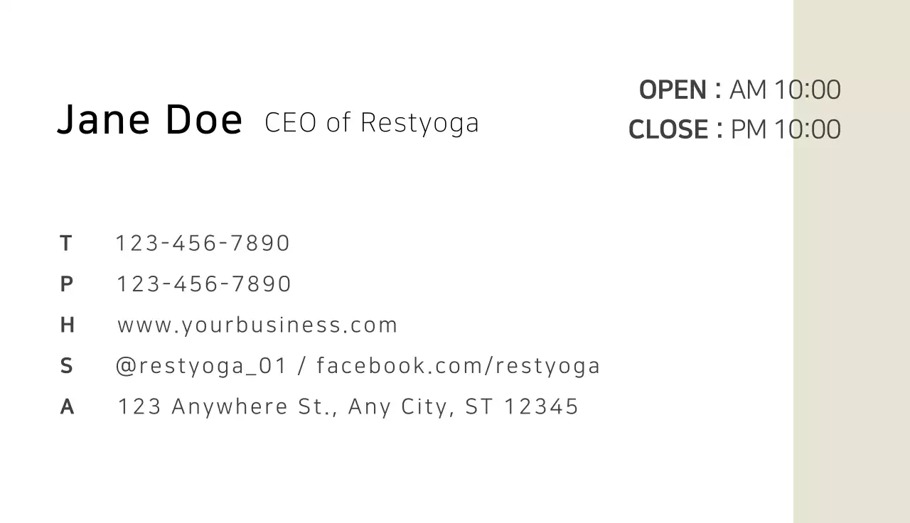 Beige Minimal Yoga Promotion Business Card