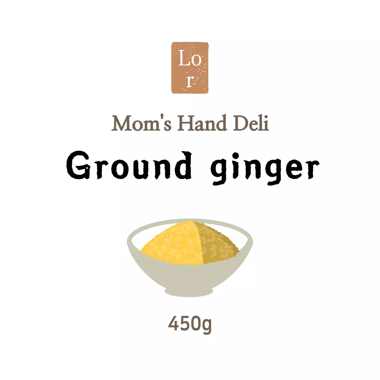 Stiker bubuk jahe toko makanan sederhana berwarna putih untuk lauk pauk