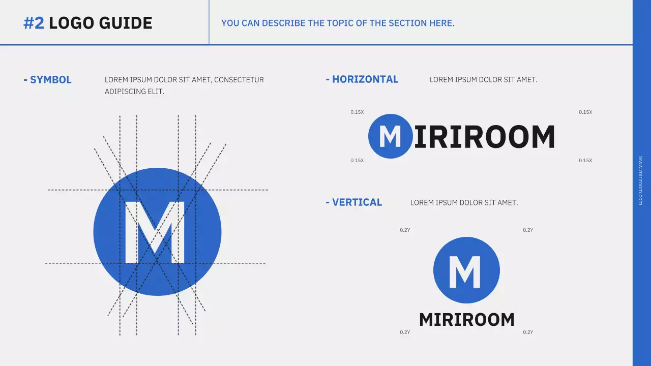 Simple branding presentation in blue and black