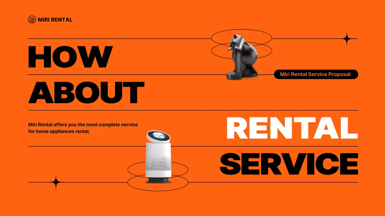 Appliance rental service proposal with orange elements