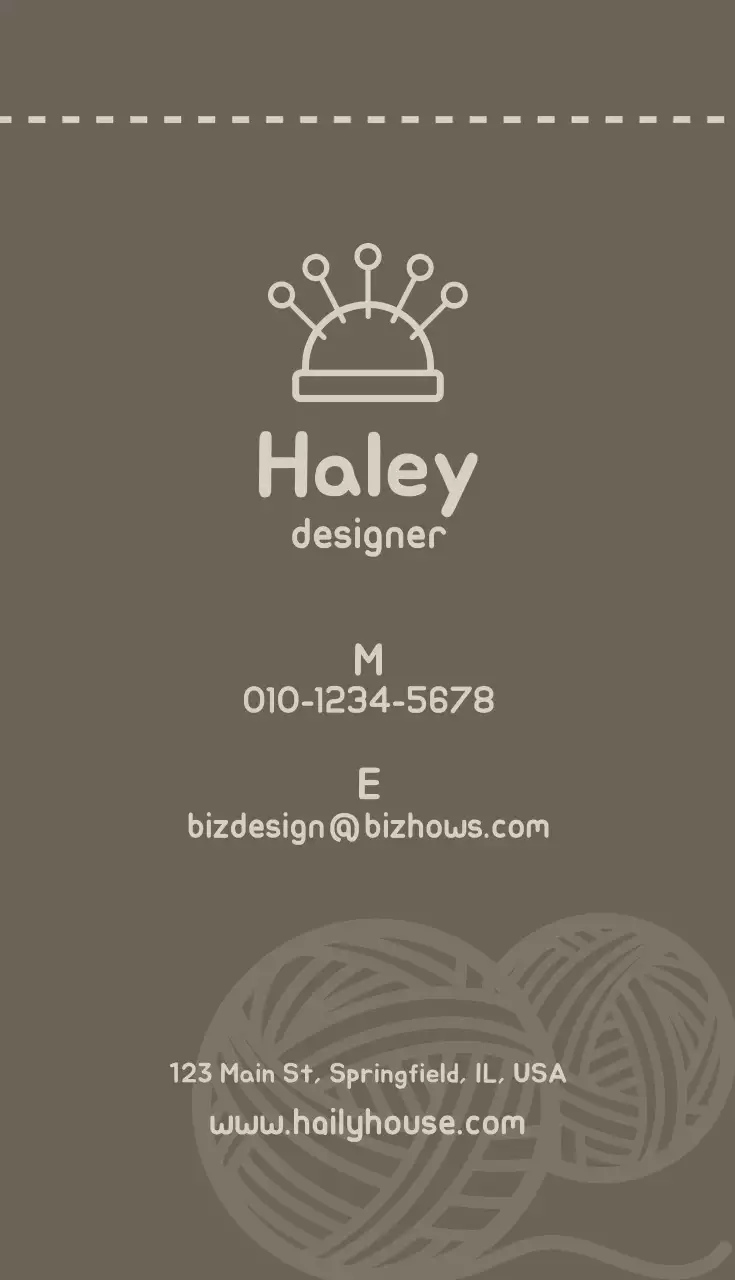 Cartão de visita marrom simples feito à mão