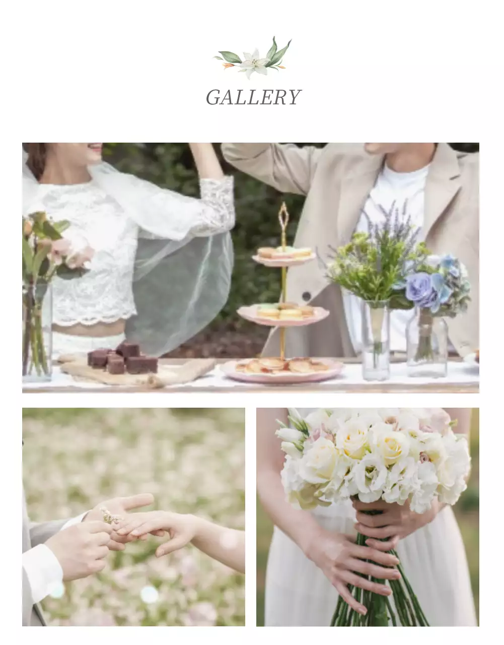 Light gray color and flowers mobile wedding invitation