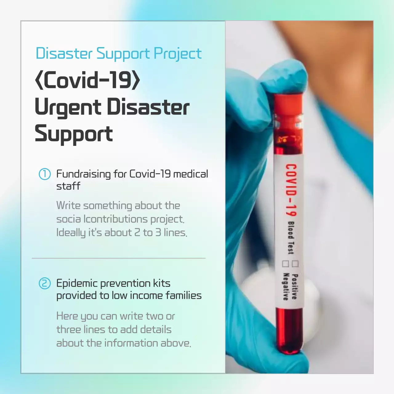 Corporate social responsibility with a blue and mint smudged gradient concept