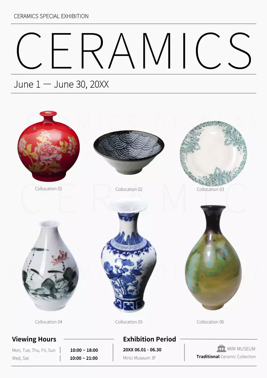 White Traditional Ceramics Exhibition Poster