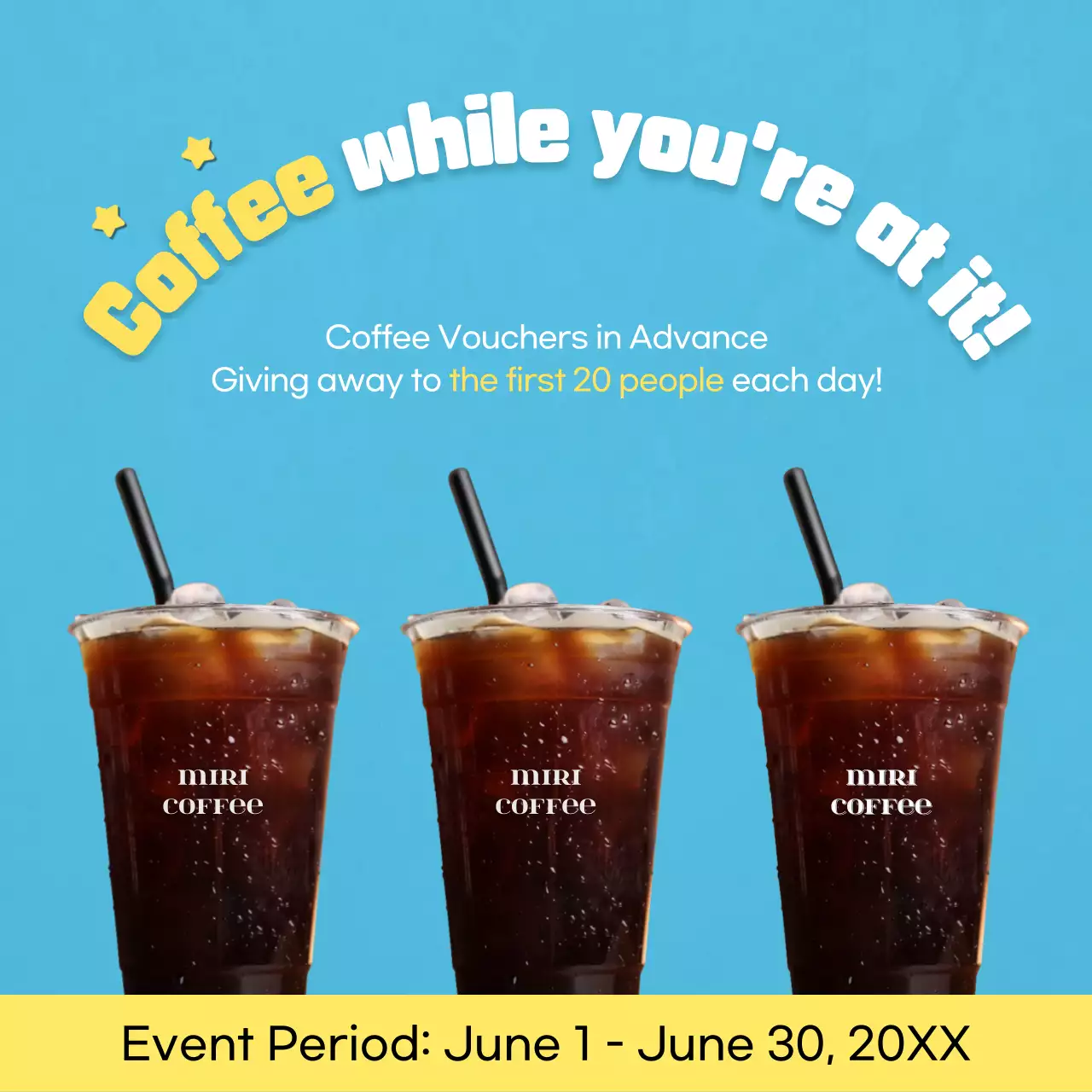 Blue Trendy Coffee Promotion Social Media Post