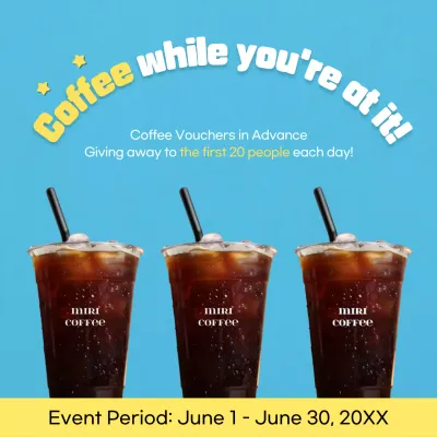 Blue Trendy Coffee Promotion Social Media Post