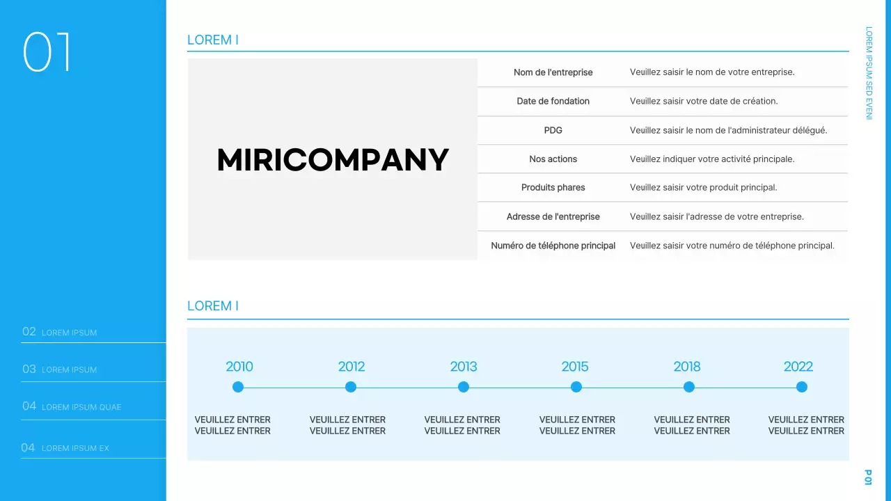 Présentation simple du plan d'affaires du Nouvel An en bleu clair