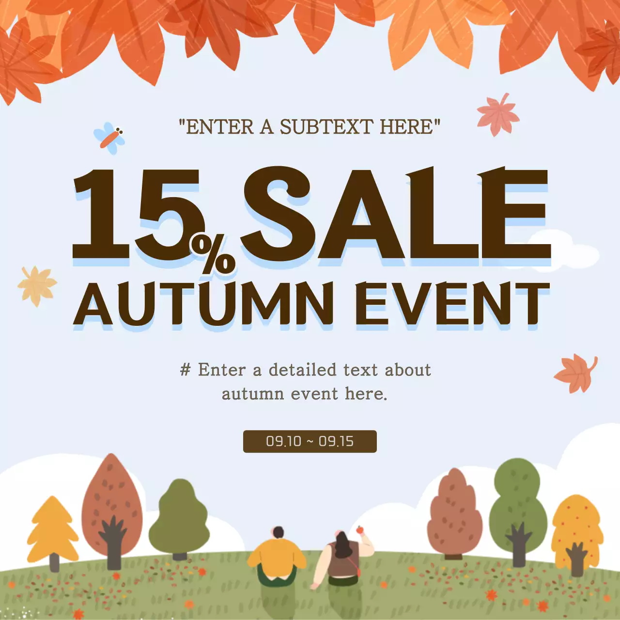 Announcing a fall sale with a cute illustrated concept